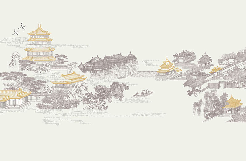 背景墙新中式阁楼