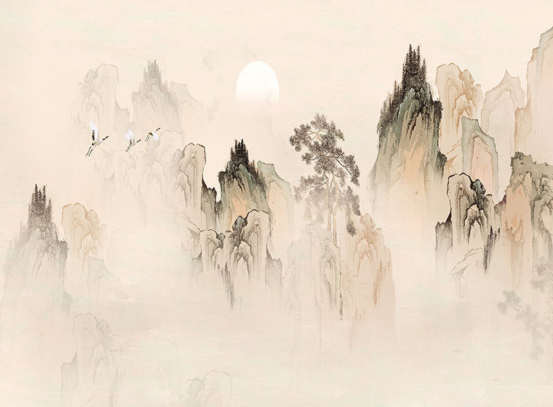 背景墙新中式山水