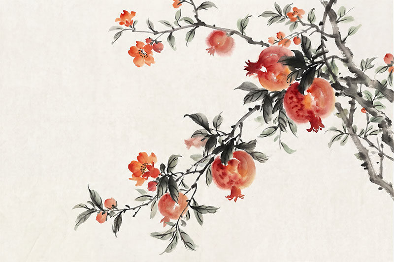 新中式水墨石榴背