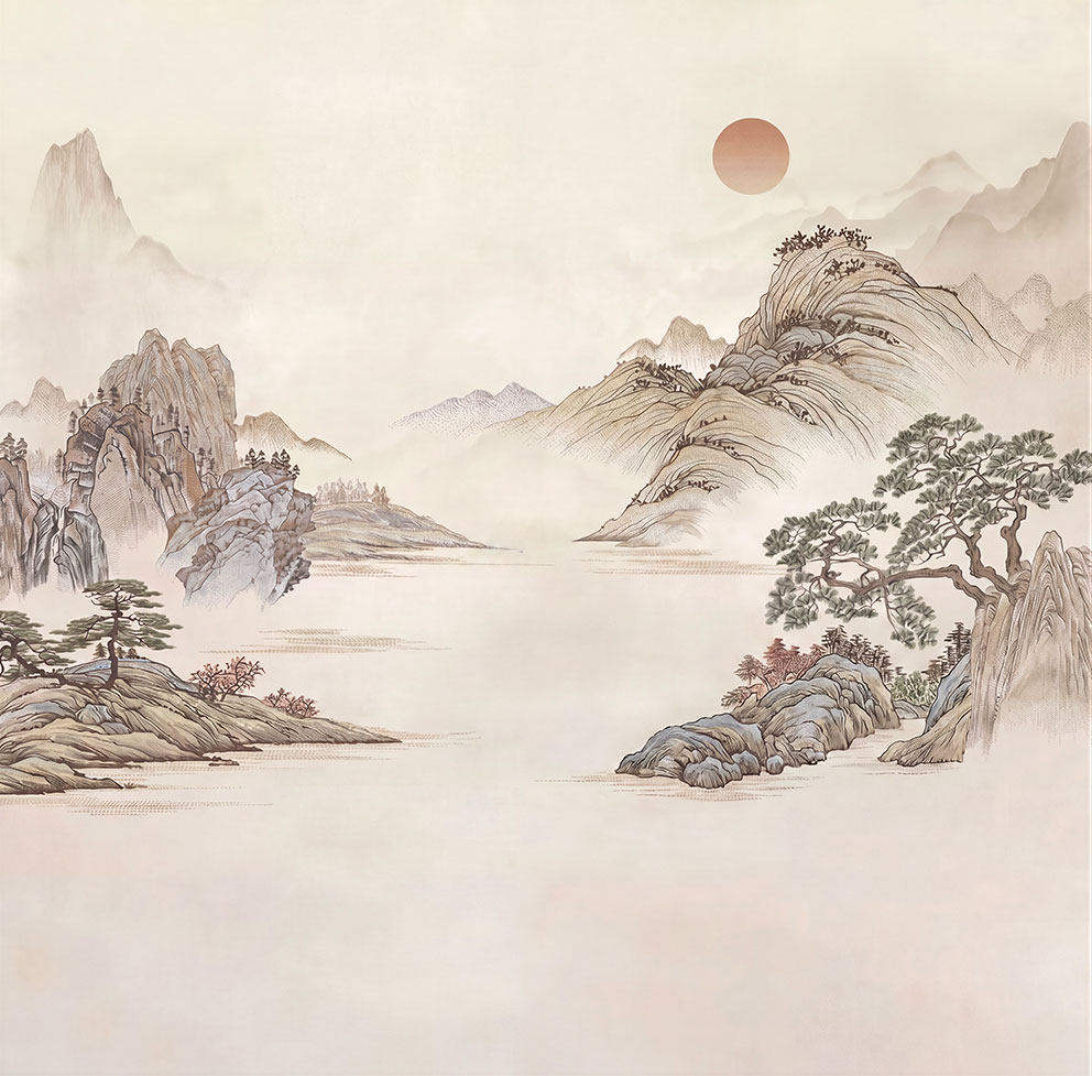 新中式简约山水刺
