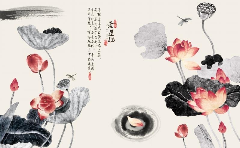 荷花韵水墨中式电