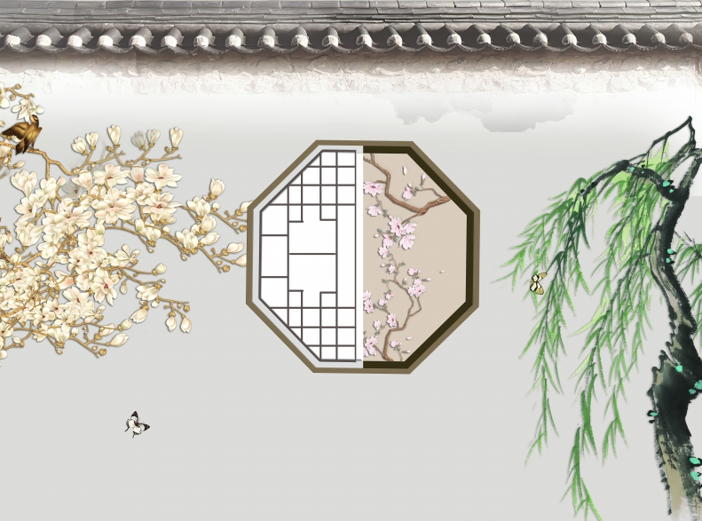 新中式玉兰花屋檐