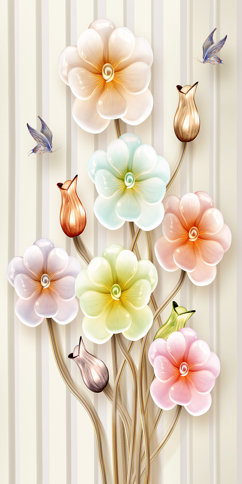浮雕花卉 玄关背