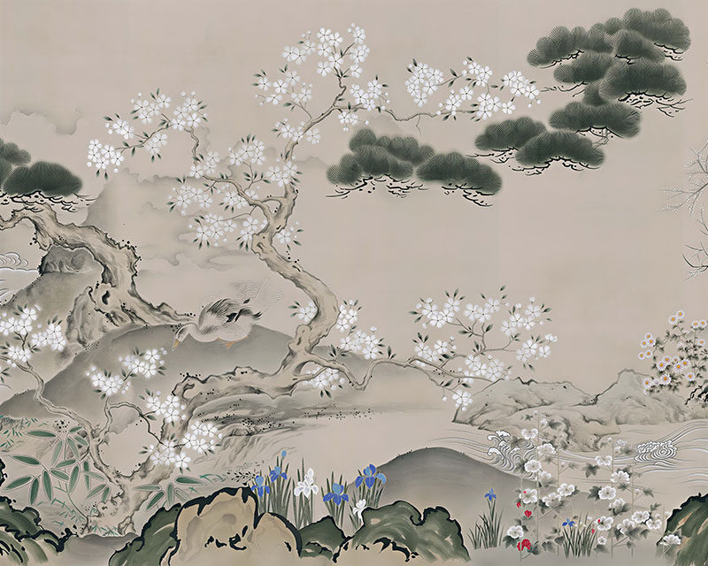 新中式背景墙松鹤