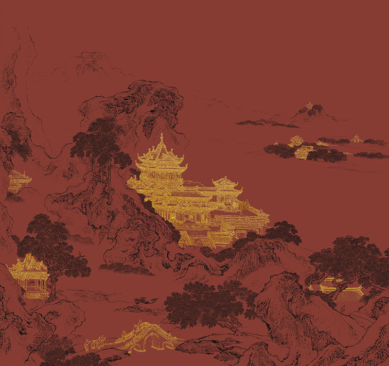 背景墙新中式阁楼