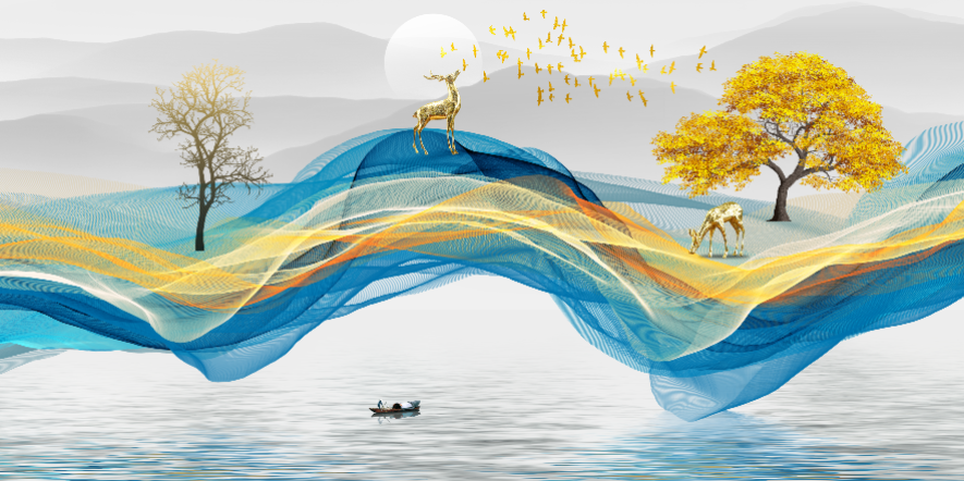 现代简约背景墙飘