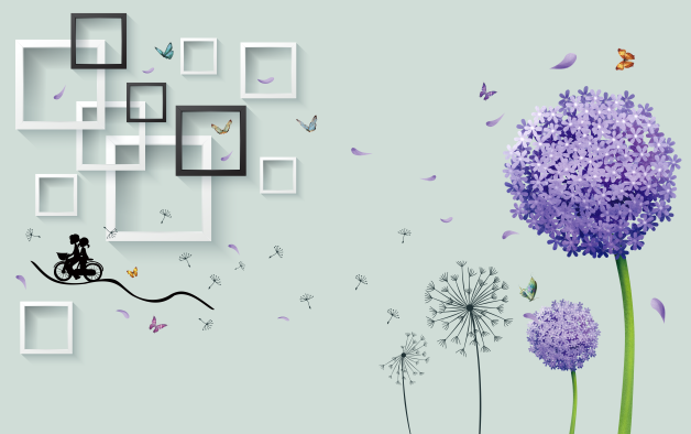 3D蒲公英蝶恋花