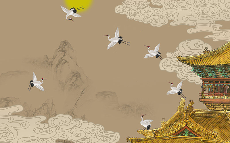 新中式背景墙金色