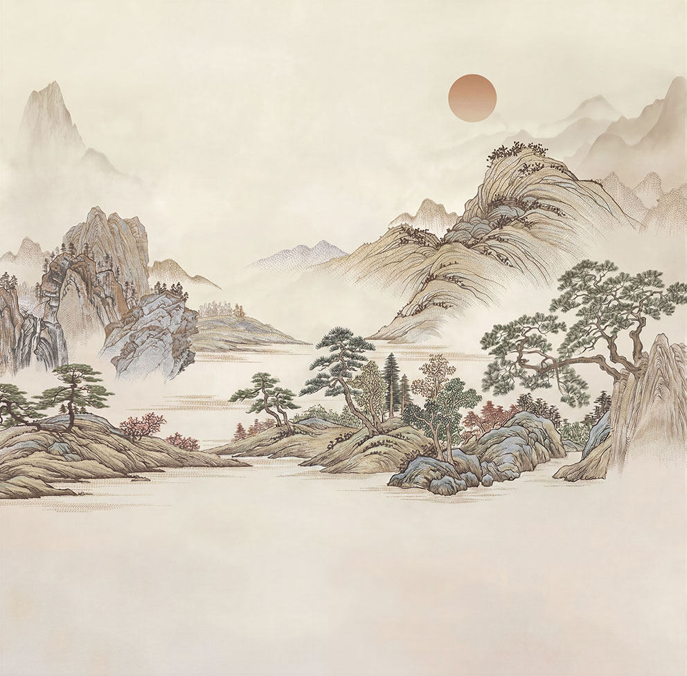 新中式简约山水刺