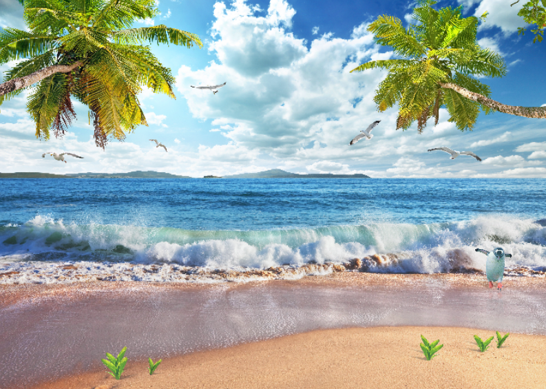 沙滩浪花夏威夷海