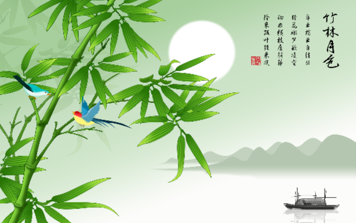 新中式背景墙竹林