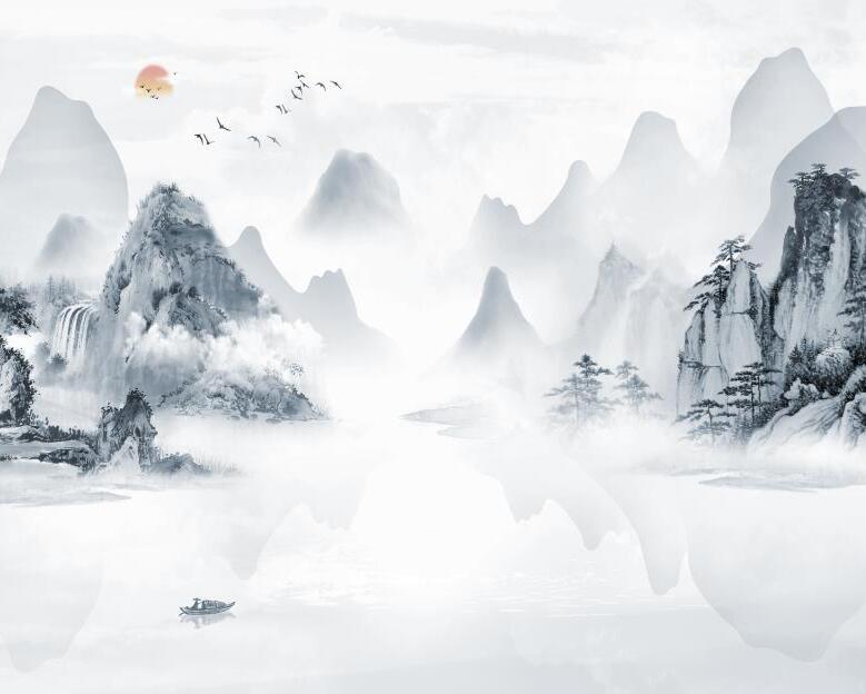 新中式水墨山水飞