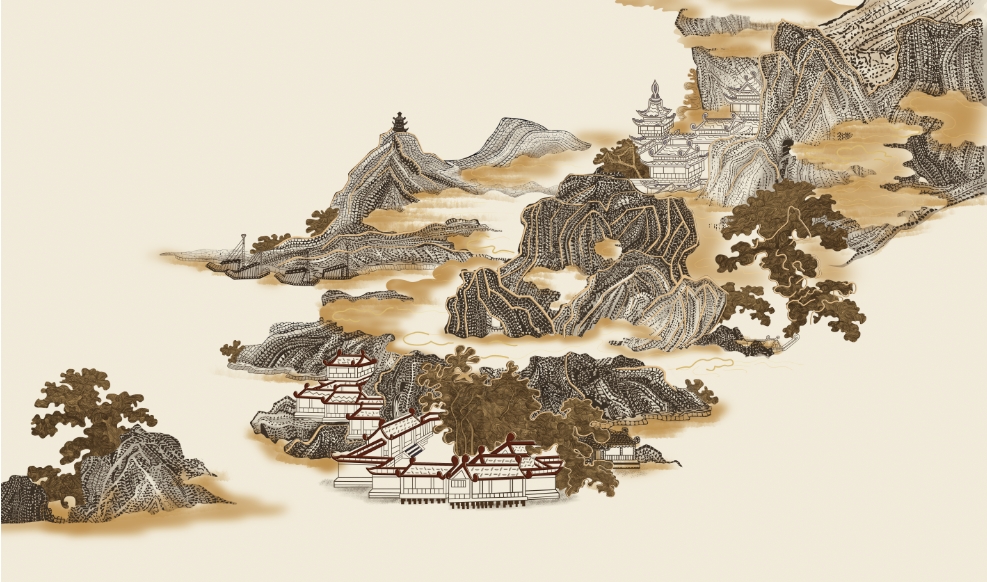 新中式背景墙抽象