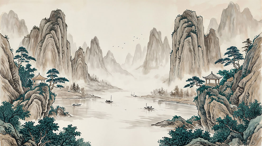 新中式水墨山水背