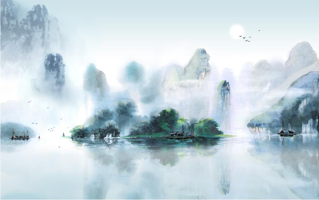 新中式水墨江南山