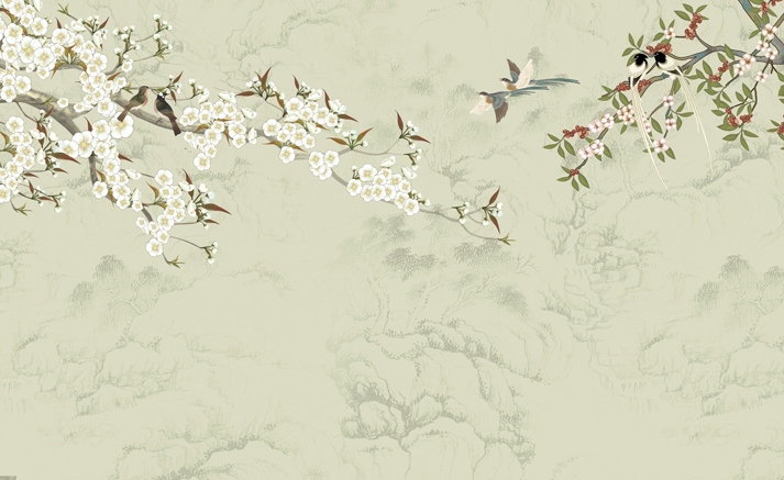 花鸟背景墙花鸟背