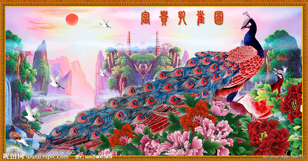 G富贵孔雀图背景