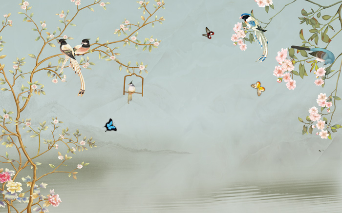 素雅花鸟新中式背