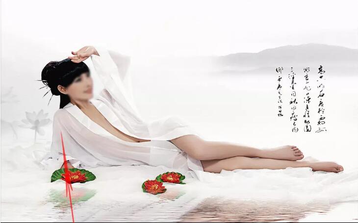 性感美女莲花水墨