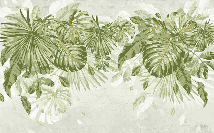 手绘植物丛林风水