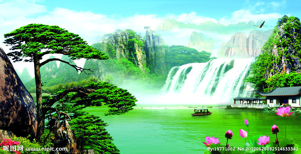 G山水风景画背景