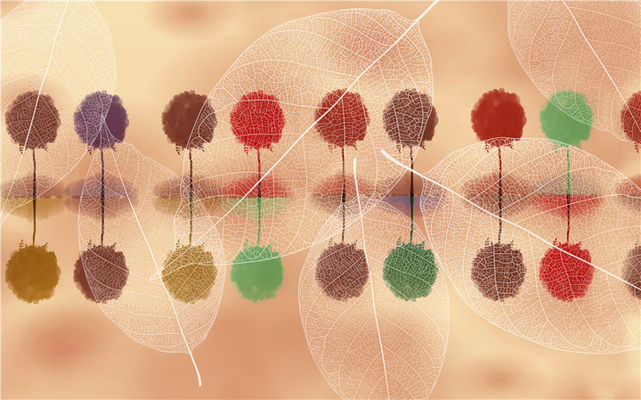 手绘抽象叶子花朵