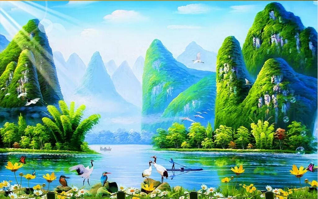 仙境山水美景电视