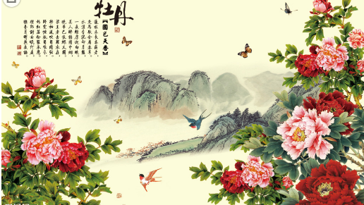 牡丹背景墙背景墙
