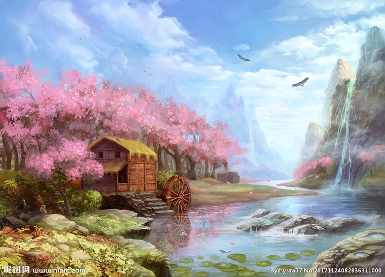 G山水樱花卡通画