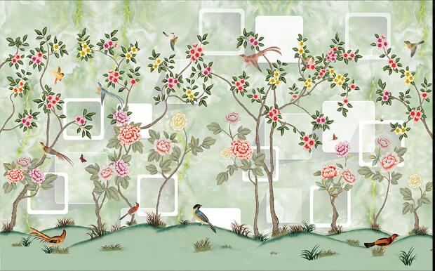 花鸟电视背景墙装