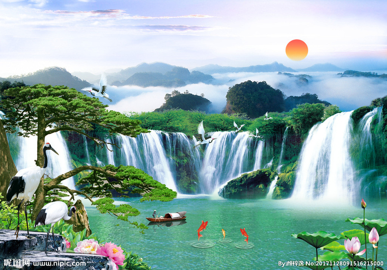 G山水画背景墙背