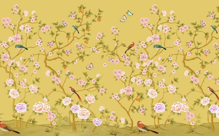 素雅花鸟新中式背