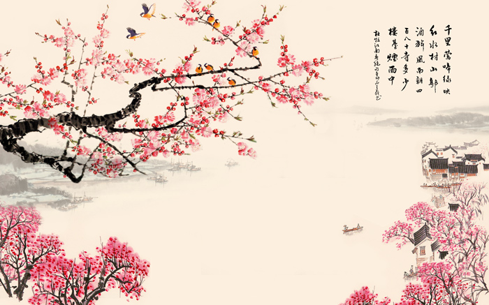 中国水墨画电视背