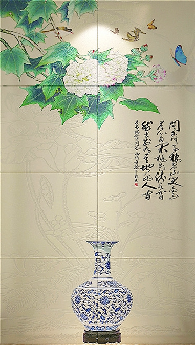 千蝶图青花瓷中式