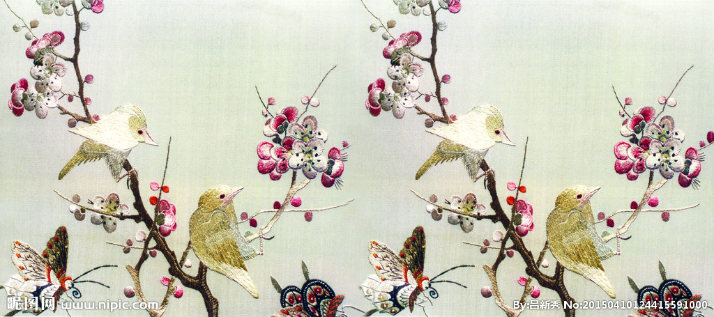 G刺绣花鸟画背景
