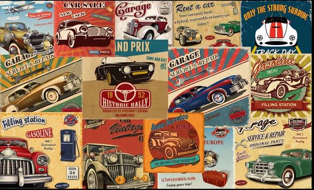 怀旧复古汽车海报