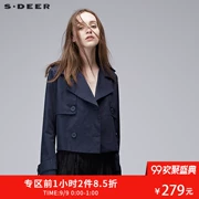 Sdeer San Dior 2018 mùa thu màu rắn dụng cụ đôi ngực ve áo phù hợp với áo khoác ngắn nữ S17182257