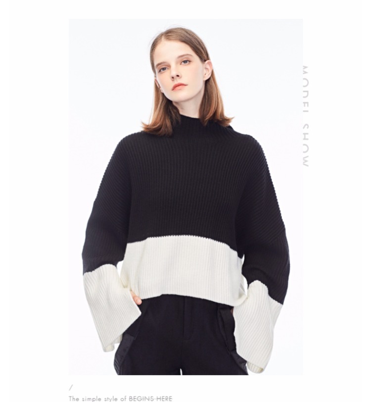 Sdeer San Dior 2018 mùa thu mới khâu tay áo len áo len S18383536 áo cardigan nữ hàn quốc