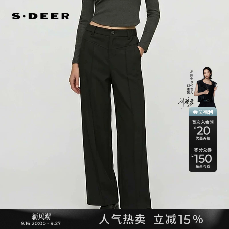 Sdeer Winter Women's Casual Elastic Splicing High-Waisted Straight-Leg Pants S234Z0811 Sdeer Winter Women's Casual Elastic Splicing High-Waisted Straight-Leg Pants S234Z0811
