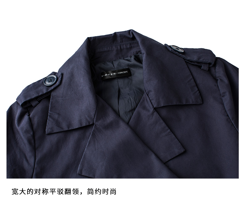 Sdeer San Dior 2018 mùa thu màu rắn dụng cụ đôi ngực ve áo phù hợp với áo khoác ngắn nữ S17182257 áo jacket nữ