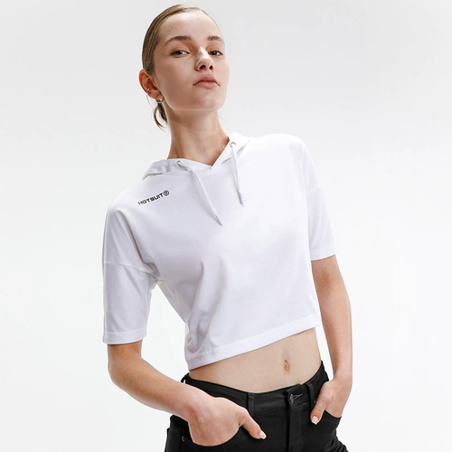 HOTSUIT Футболка для спортзала для йоги, летний спортивный костюм с капюшоном, короткий рукав