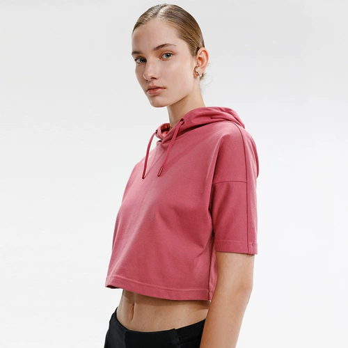 HOTSUIT Футболка для спортзала для йоги, летний спортивный костюм с капюшоном, короткий рукав