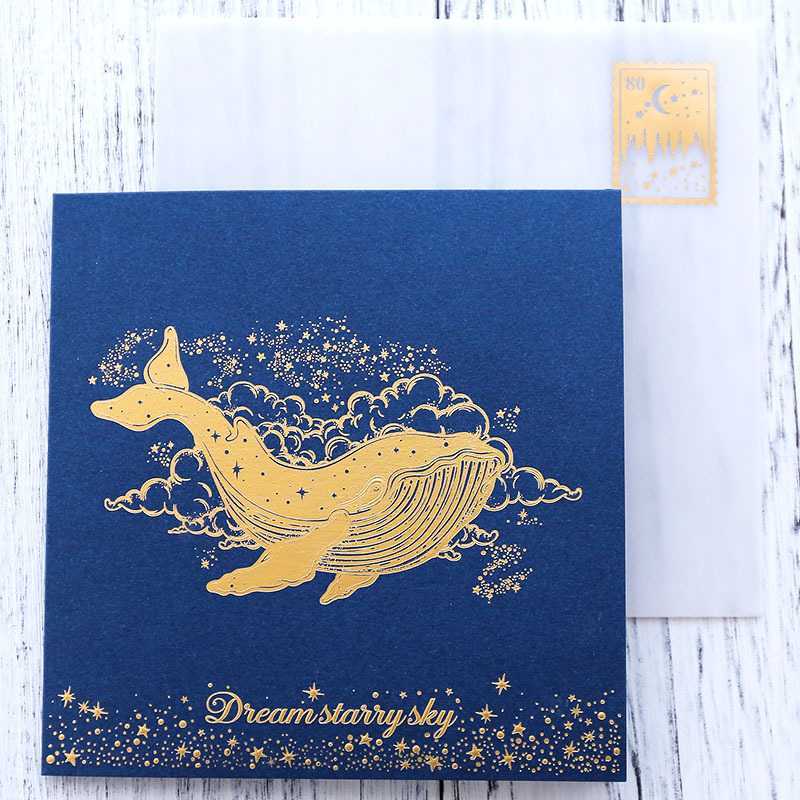 Whale bronzing greeting card Deer fish creative starry sky Thanksgiving Christmas New Year gift greeting card