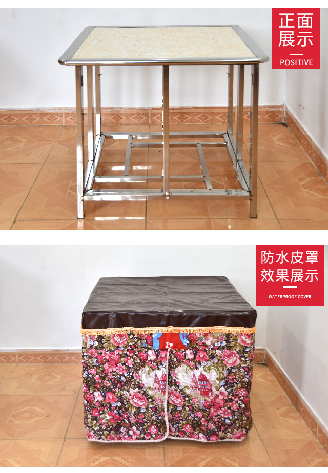 Bàn nướng lửa đơn giản gấp bàn ăn nhà vuông bằng thép không gỉ đa chức năng đôi lửa bàn ăn tối bàn vuông - Bàn mẫu bàn học đẹp
