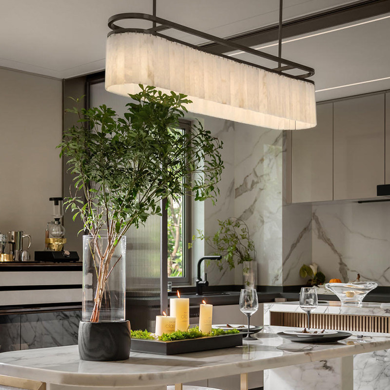 Designer Model Home Dining Room Spanish Marble Chandelier French Light Luxury Island Table Lamp Villa Island Chandelier
