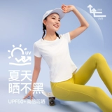 Быстросохнущая спортивная одежда для йоги для спортзала для тренировок, летняя футболка, защита от солнца, короткий рукав, для бега