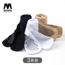 (3 dress) childrens dance socks girls spring and autumn thin stockings pantyhose white dancing leggings practice socks