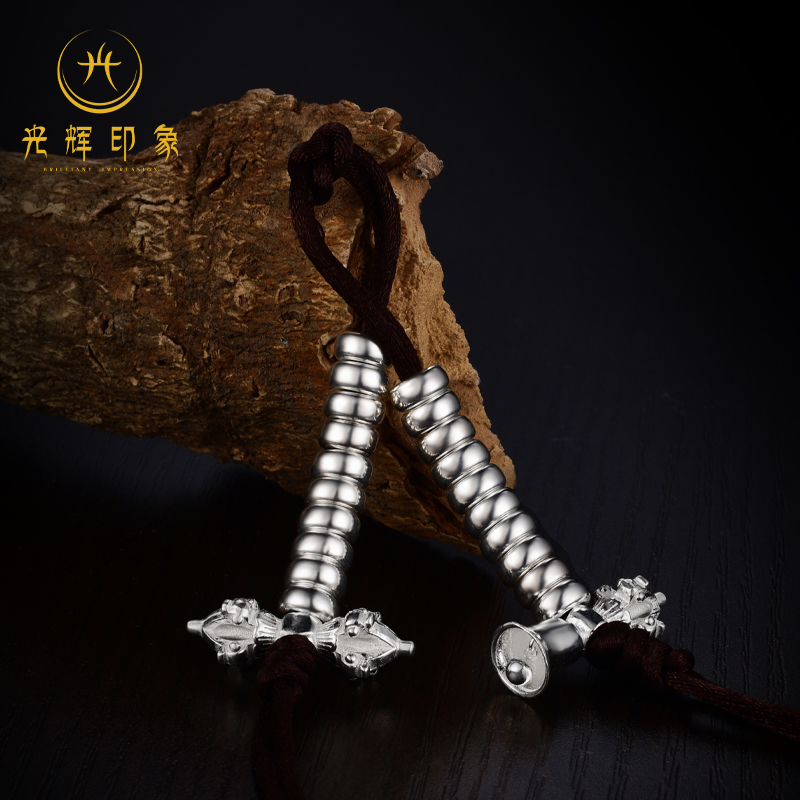 Tibetan Buddhism Sterling silver counter S925 Buddha beads counter Tibetan handmade bell pestle Buddha beads accessories accessories