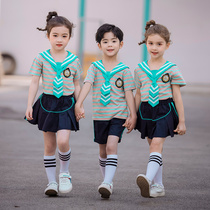 Kindergarten Garden Suit Summer Clothing Short Sleeves Ingléen Style New Elementary School Uniforms Summer Childrens Class Clothes Performance Suit Suit