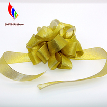 Red ribbon flower knot ribbon cutting gold ball celebration bow wedding bow gift pull flower ribbon packaging flower